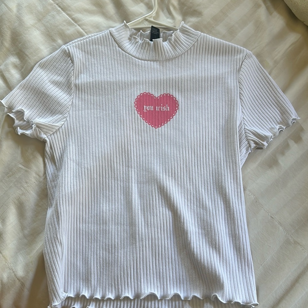 Forever 21 White Collared Baby Tee- Mediun